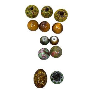 Vintage Lampwork Art Glass Bead Unique Artisan Jewelry Making Supplies Set Of 12